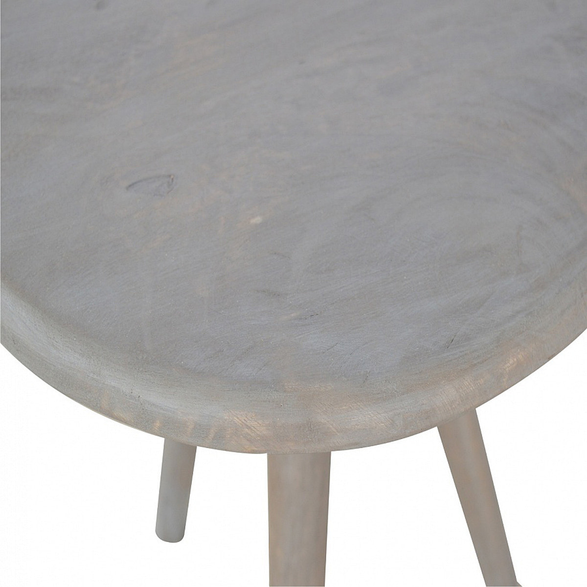 Lulu Round Tripod End Table Accent Piece | Grey Mango Wood