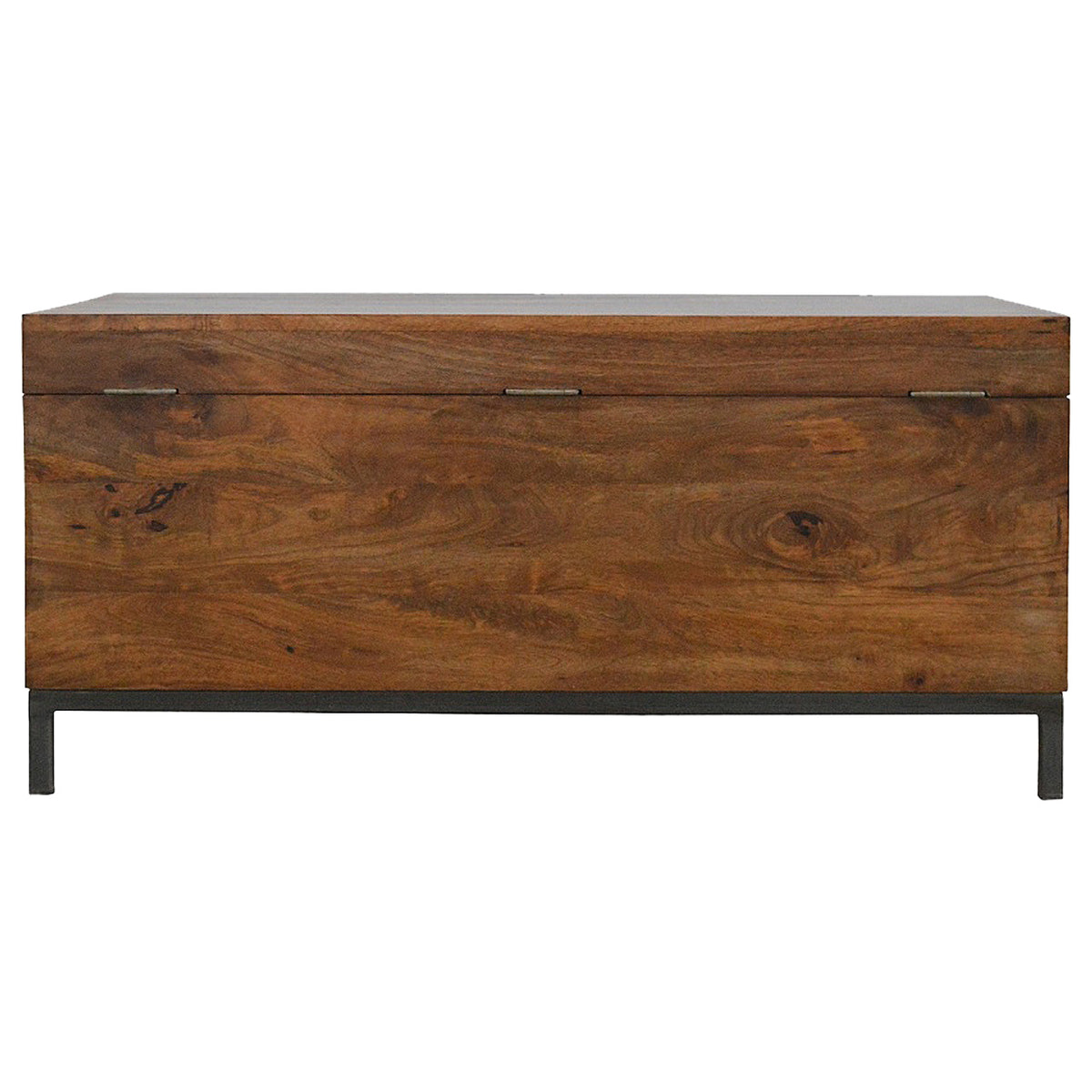 Industrial Wooden Storage Box Storage Bench | Chestnut Mango Wood Hidden Storage
