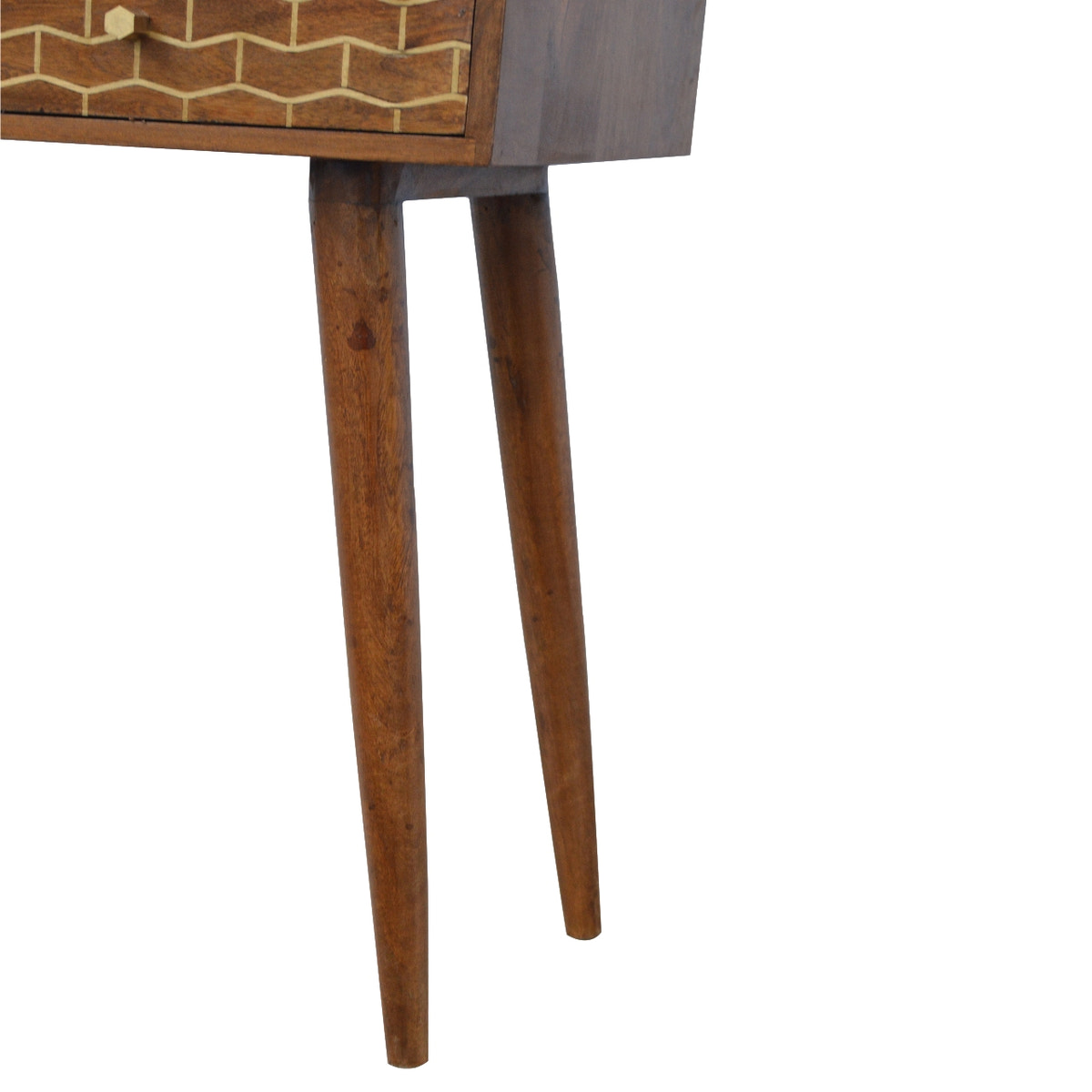 Gold Art Pattern Console Table | Chestnut Solid Mango Wood