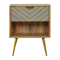Cement Inlay Bedside with Open Slot Bedside Table