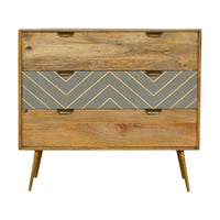 Sleek Cement Brass Inlay Chest of Drawers