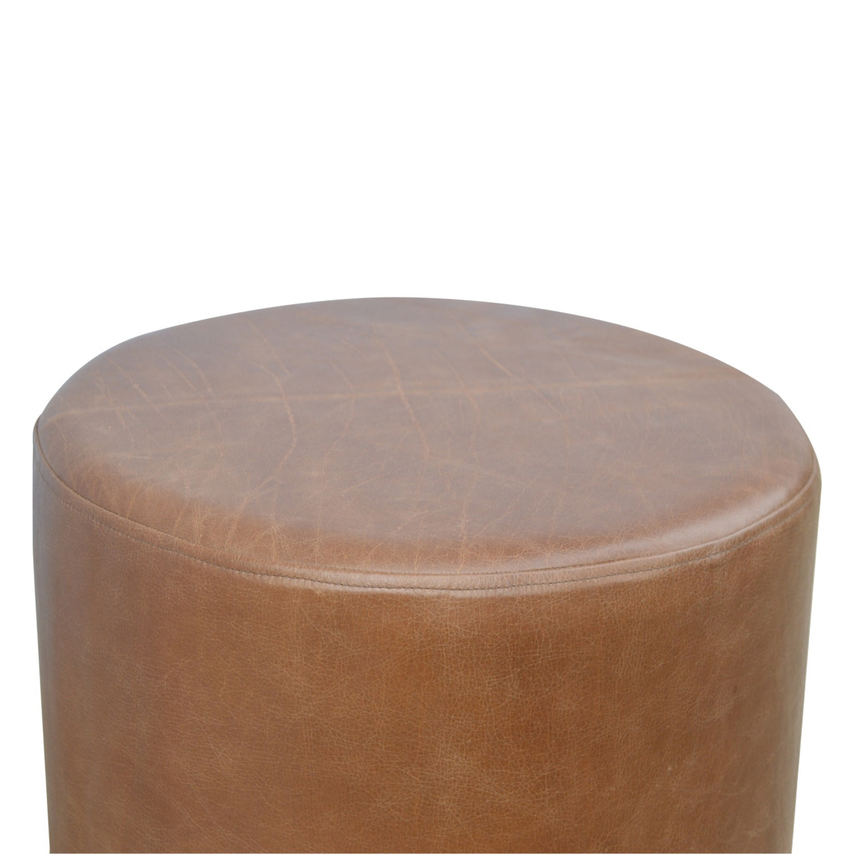 Buffalo Footstool with Gold Base | Buffalo Leather