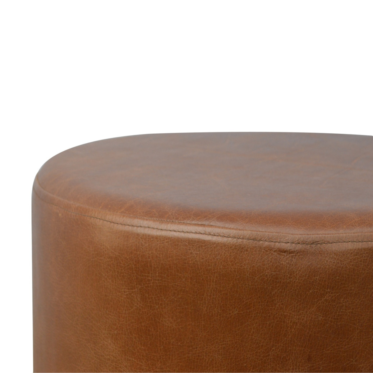 Buffalo Footstool with Gold Base | Buffalo Leather