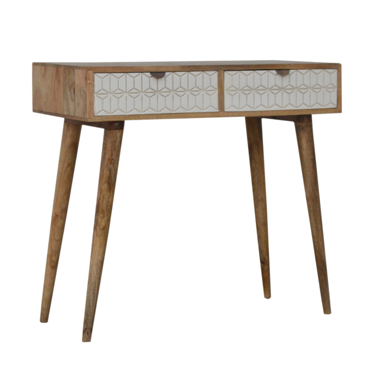 Sleek White Carved Console Table | Hand-Carved