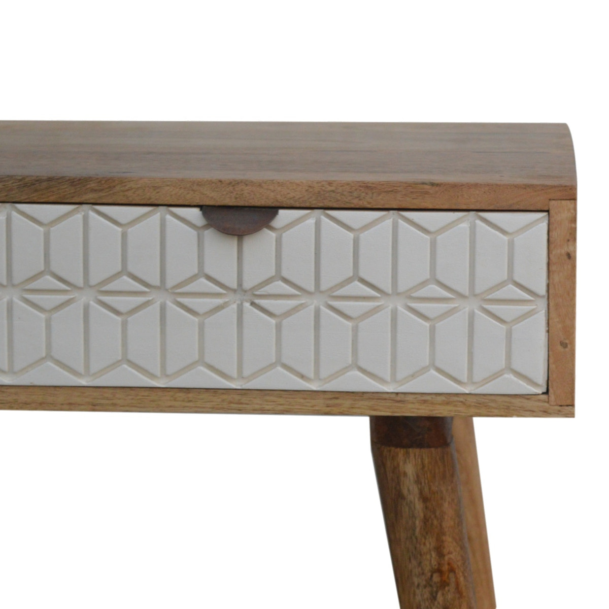 Sleek White Carved Console Table | Hand-Carved