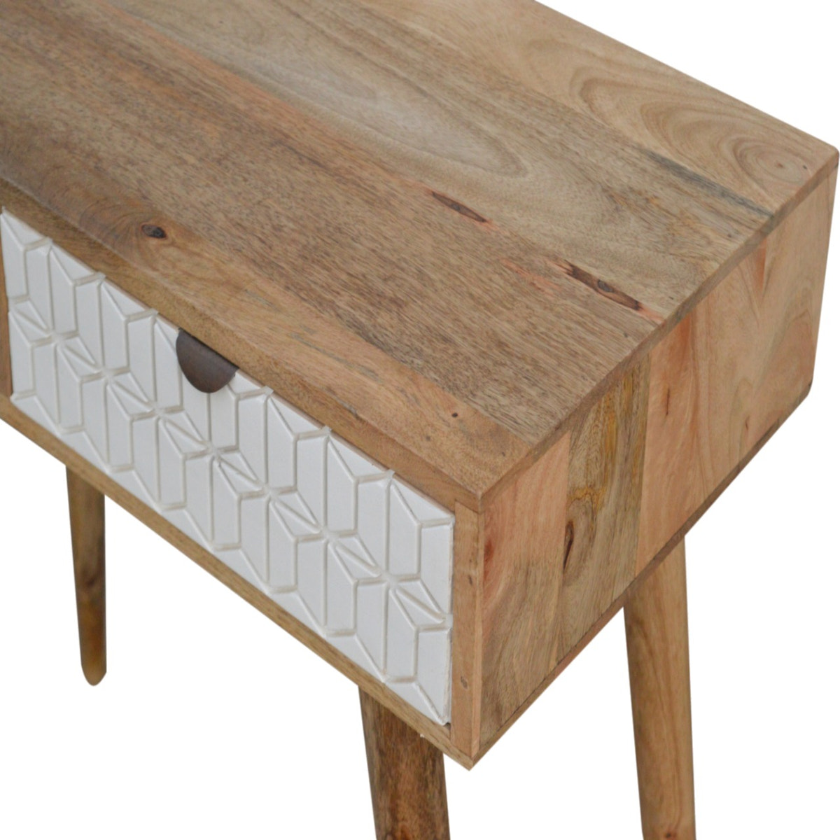 Sleek White Carved Console Table | Hand-Carved