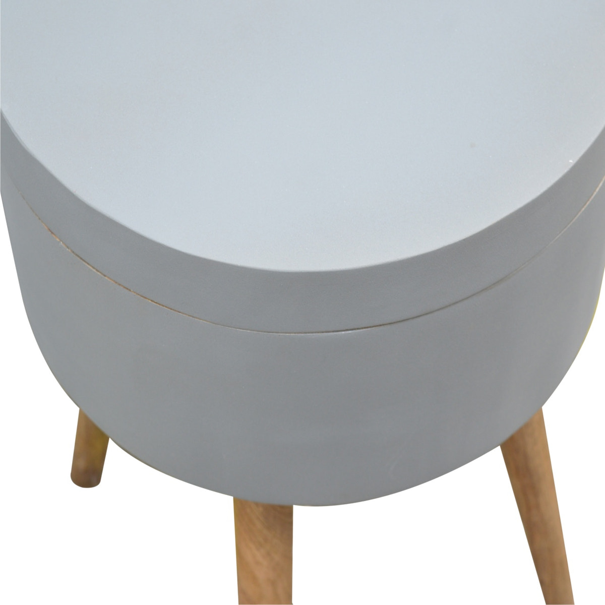 Grey Painted End Table Accent Piece | Oak-Ish Solid Mango Wood