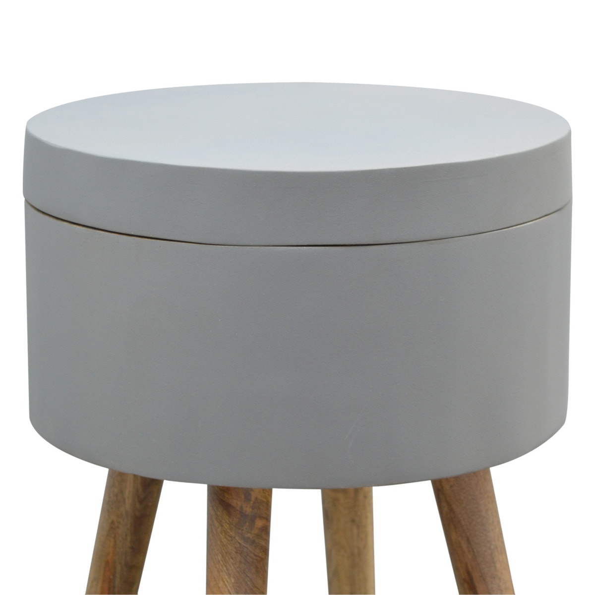 Grey Painted End Table Accent Piece | Oak-Ish Solid Mango Wood