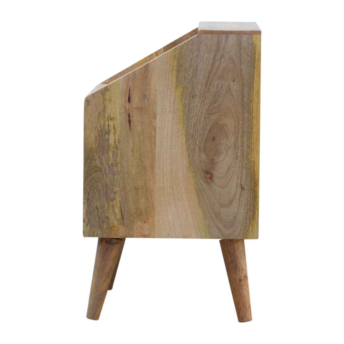 White and Grey Raised Bedside Table | Hand-Painted Solid Mango Wood