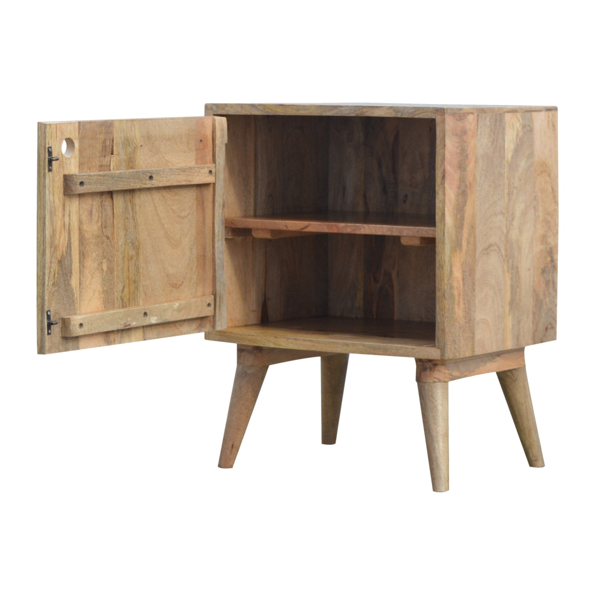 Pineapple Screen Print Bedside Table | Oak Mango Wood