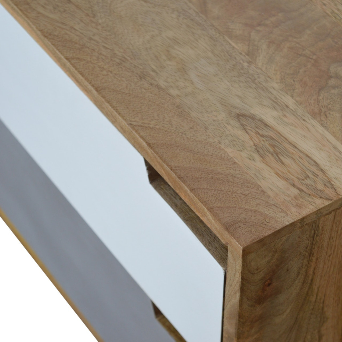 Grey Painted Cut-out Bedside Table
