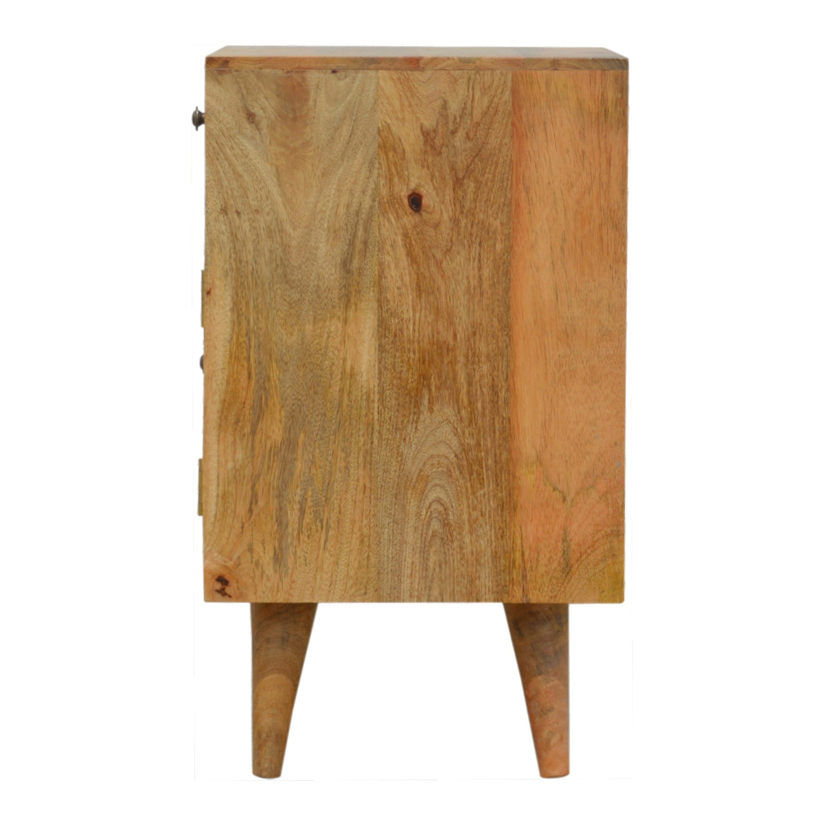Mixed Pattern Bedside Table | Oak-Ish Solid Mango Wood