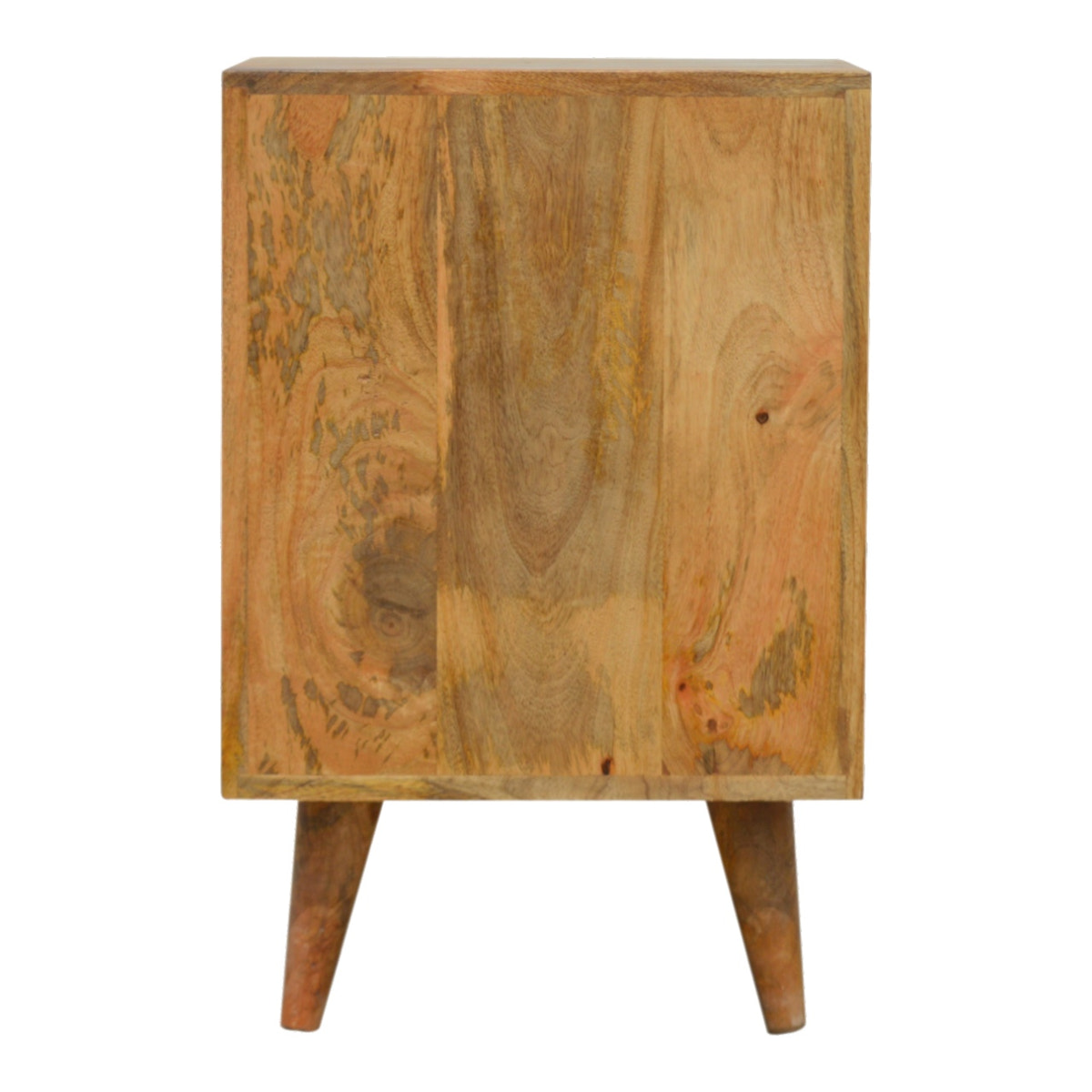Mixed Pattern Bedside Table | Oak-Ish Solid Mango Wood
