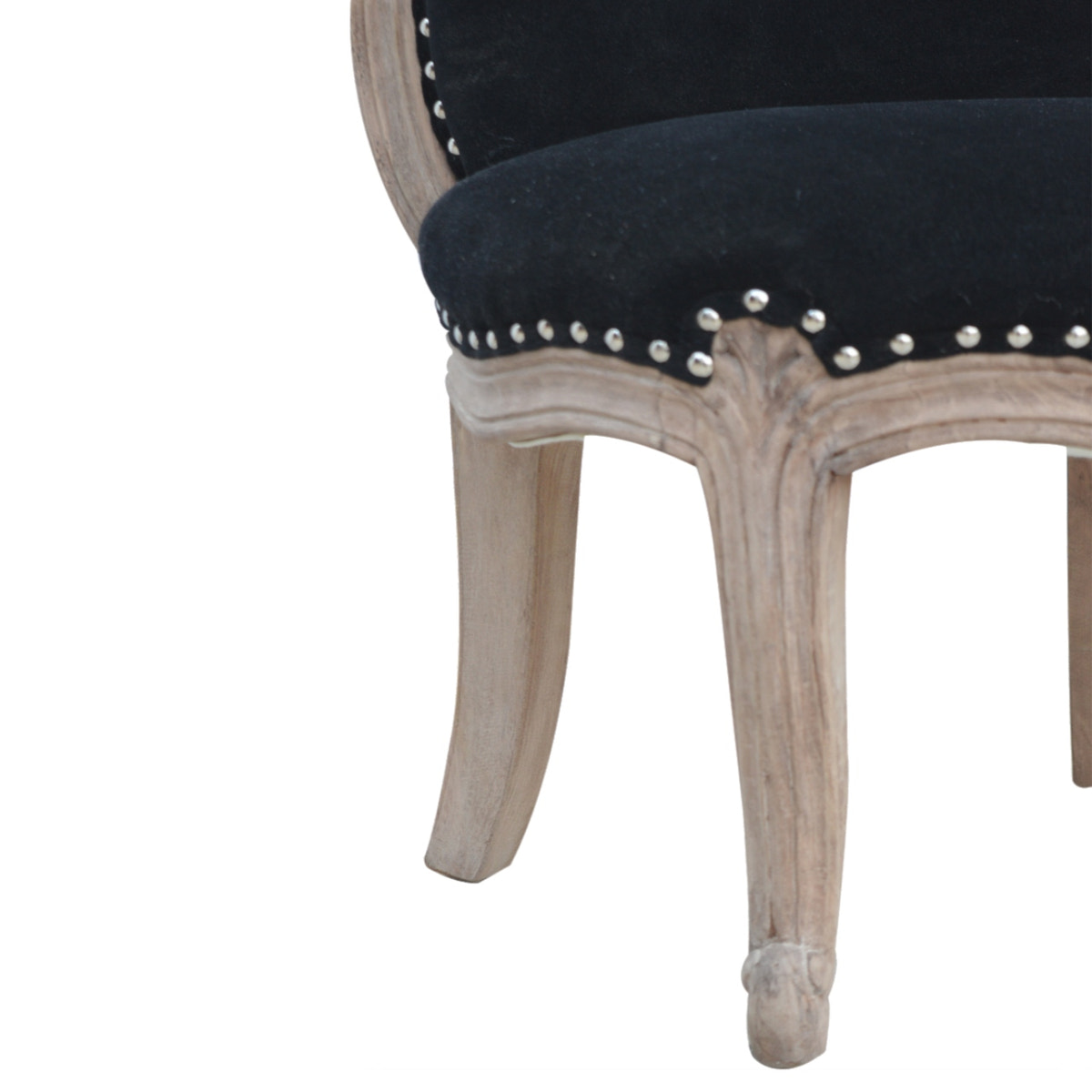 Black Velvet Studded Chair | Cotton Velvet