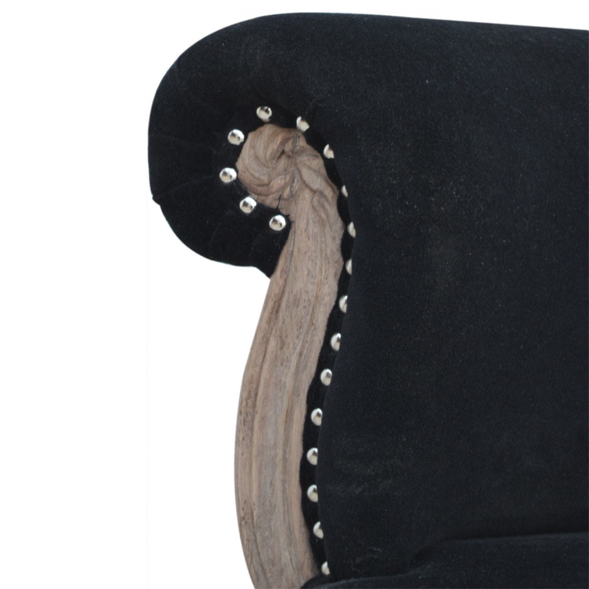Black Velvet Studded Chair | Cotton Velvet