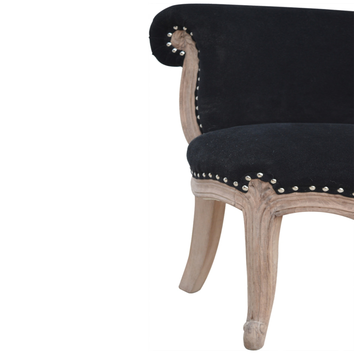 Black Velvet Studded Chair | Cotton Velvet