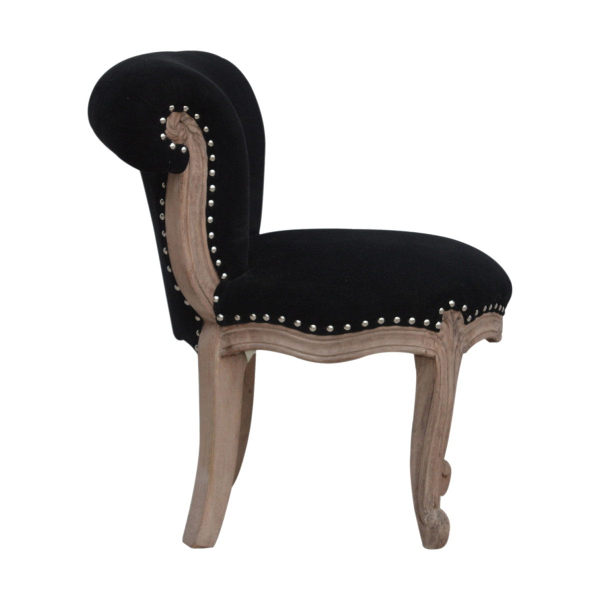 Black Velvet Studded Chair | Cotton Velvet