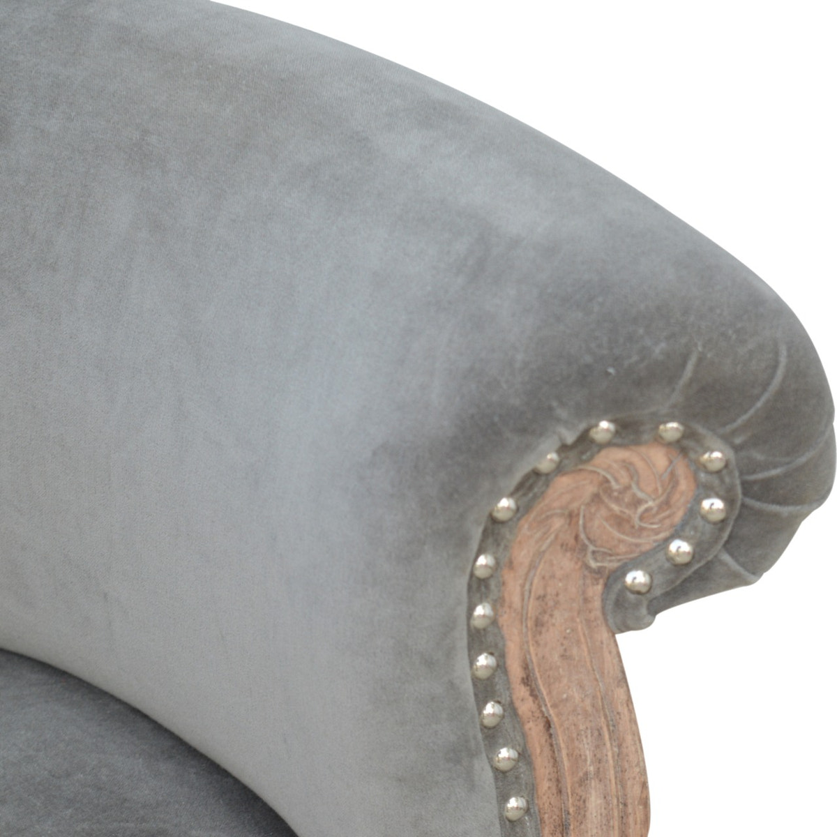 Grey Velvet Studded Chair | Cotton Velvet
