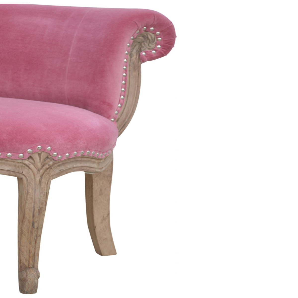 Pink Velvet Studded Chair | Cotton Velvet