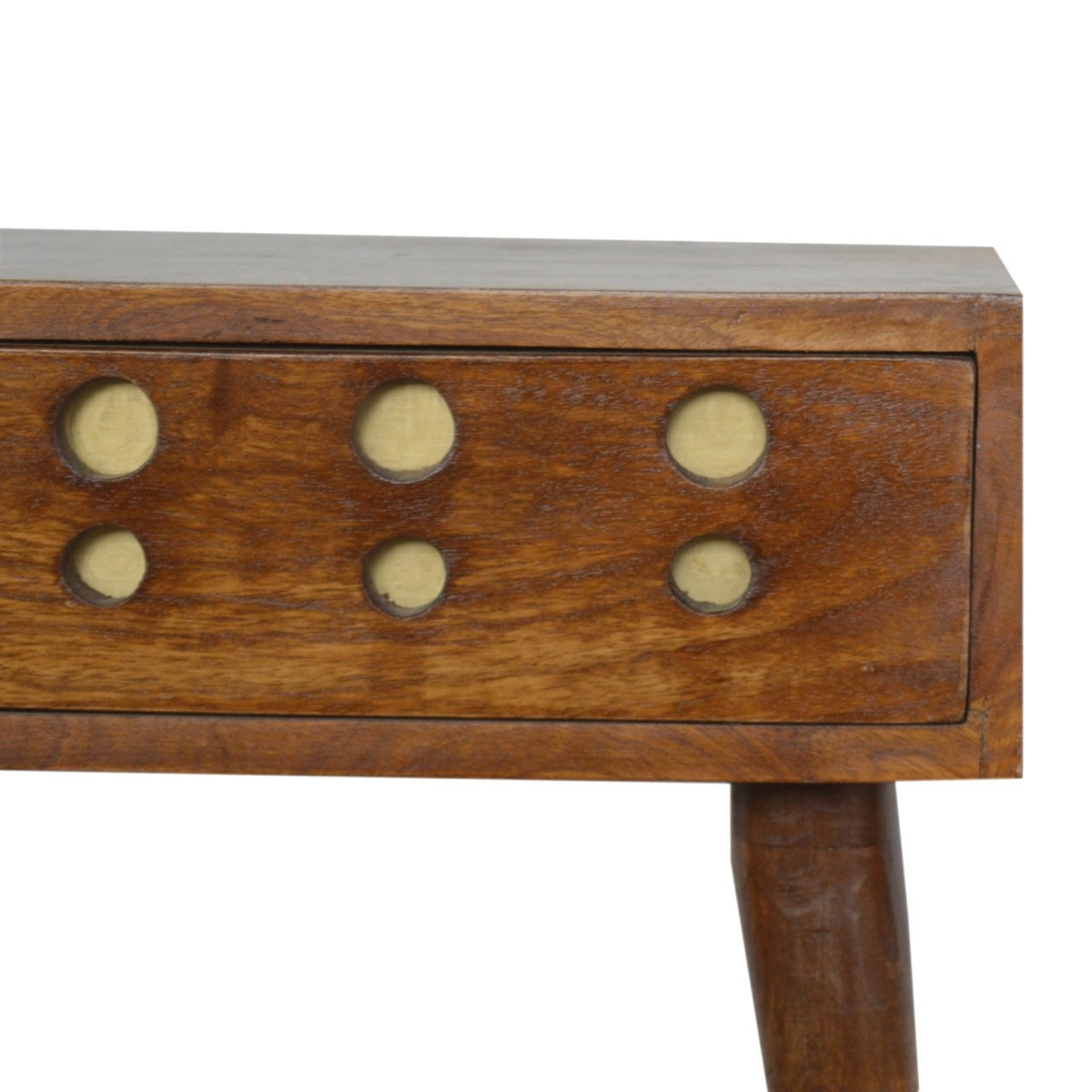 Chestnut Brass Cut out Bedside Table