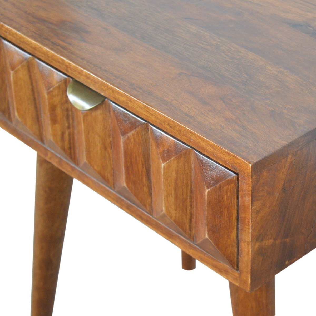 Carved Chestnut Bedside Table | Hand-Carved