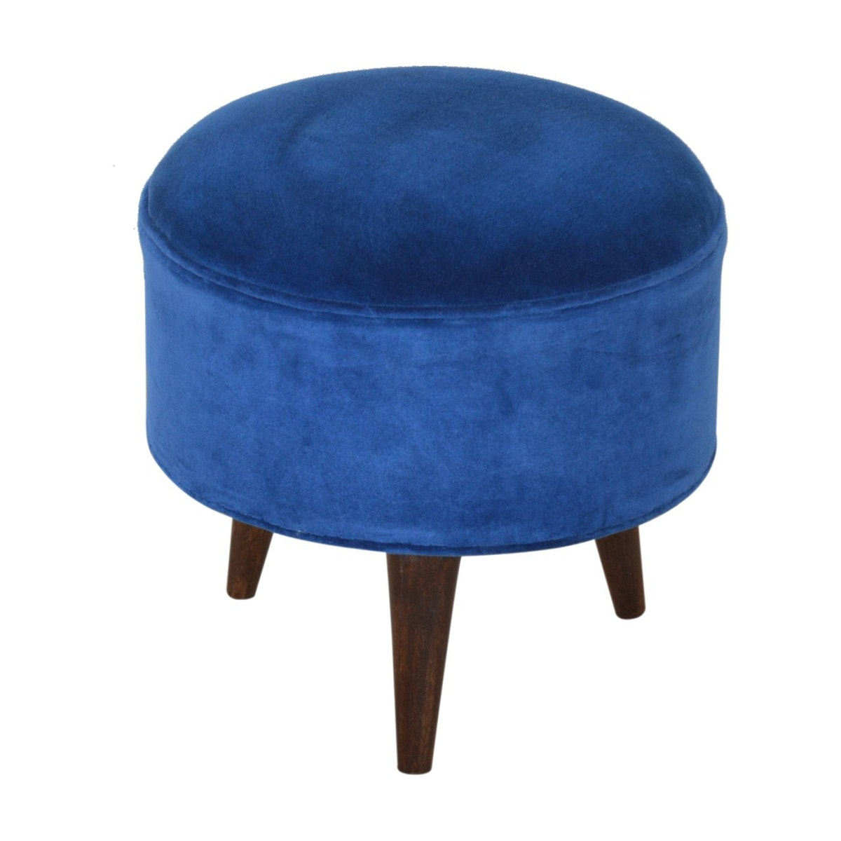Royal Blue Velvet Nordic Footstool | Cotton Velvet