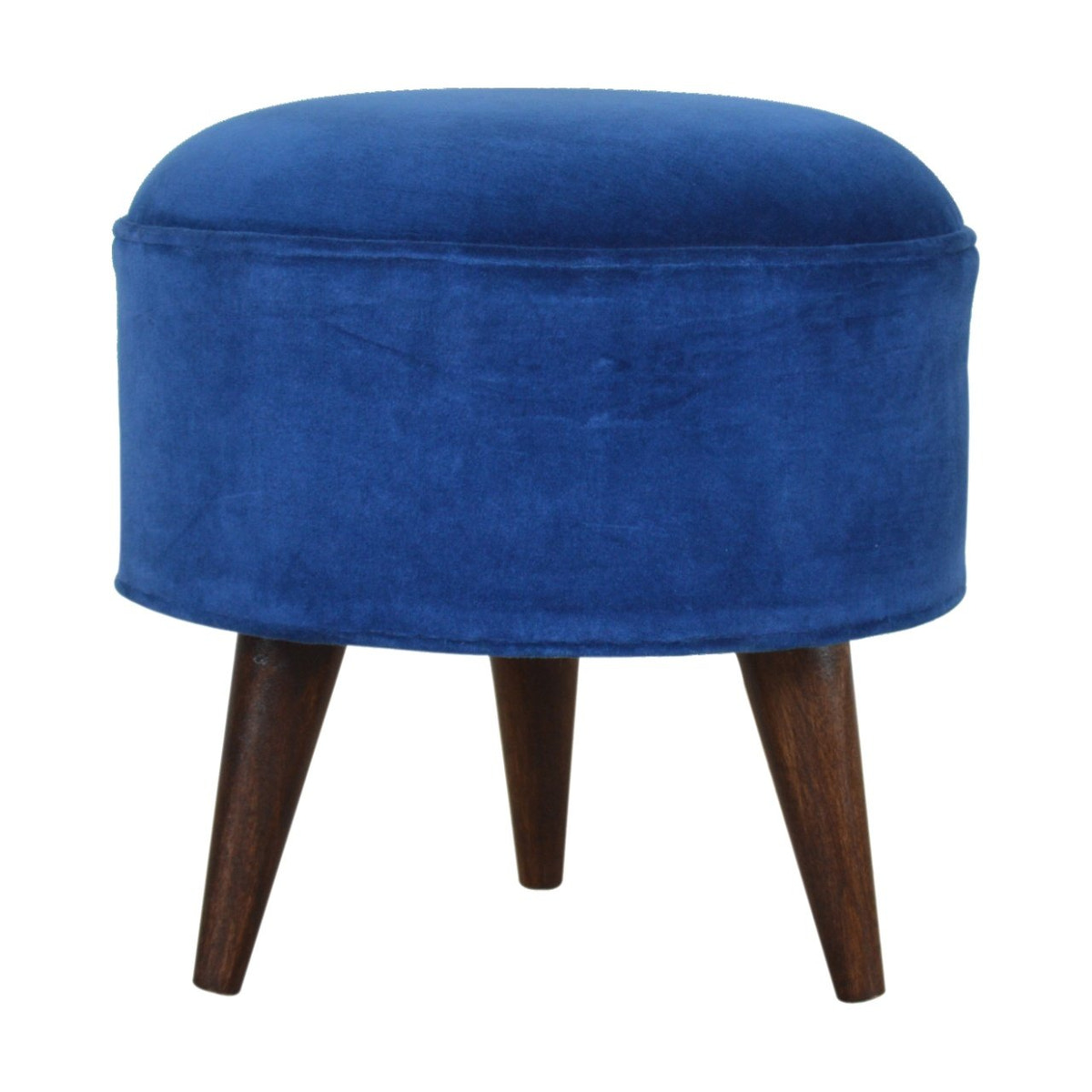 Royal Blue Velvet Nordic Footstool | Cotton Velvet
