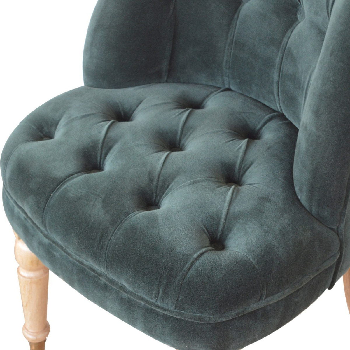 Emerald Velvet Accent Chair | Hand-Carved