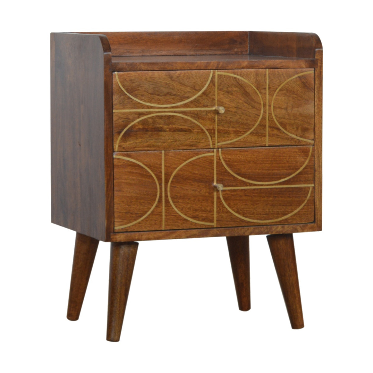 Chestnut Inlay Abstract Bedside Table