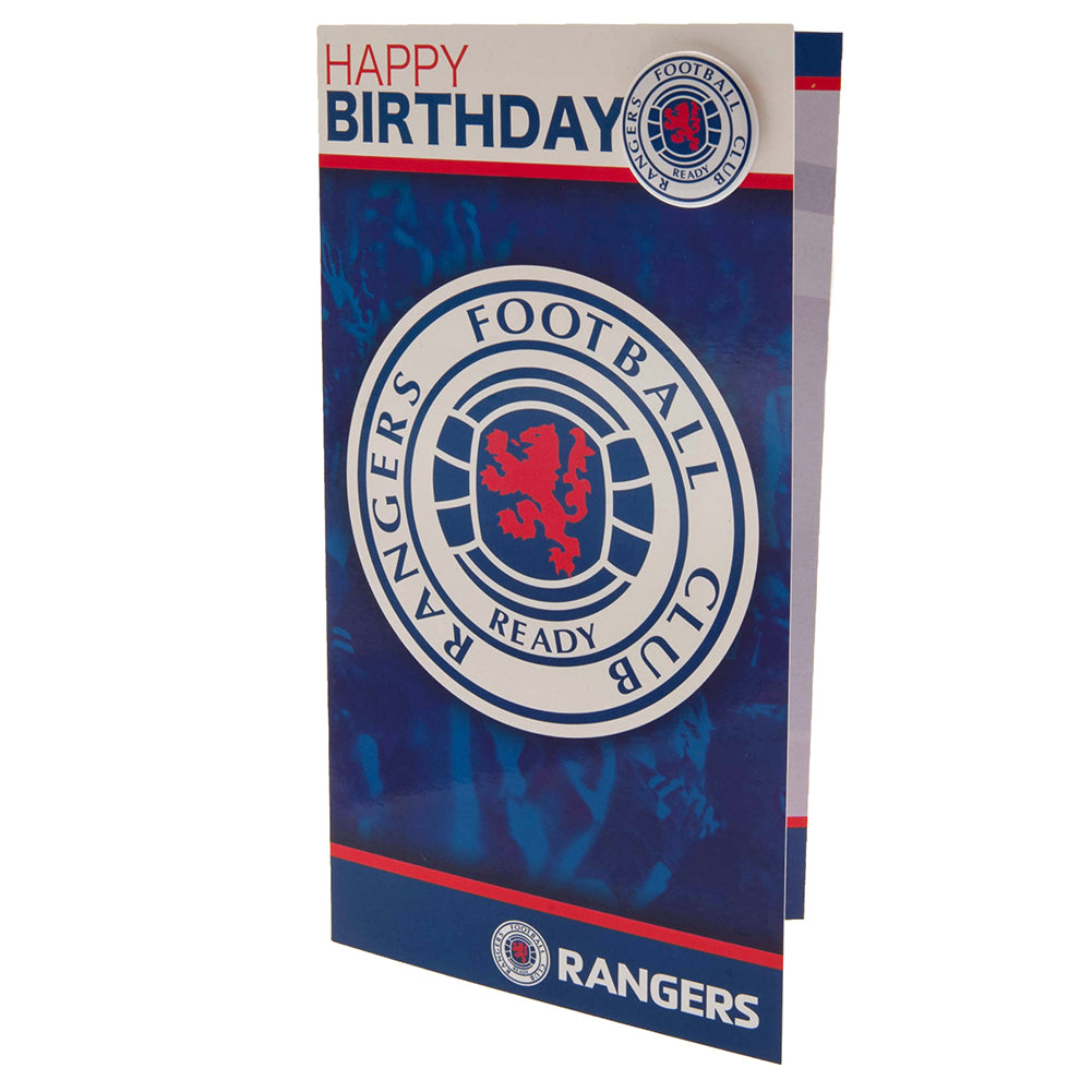 Rangers FC Birthday Card & Badge - Officially licensed merchandise.