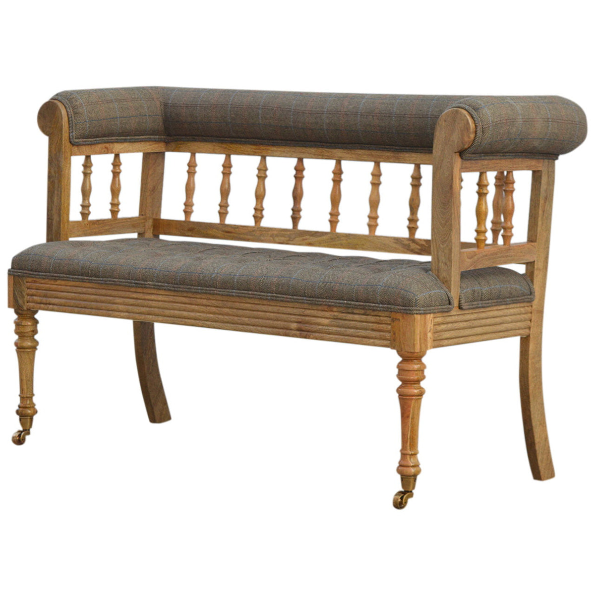 Multi Tweed Deep Button Bench | Oak-Ish