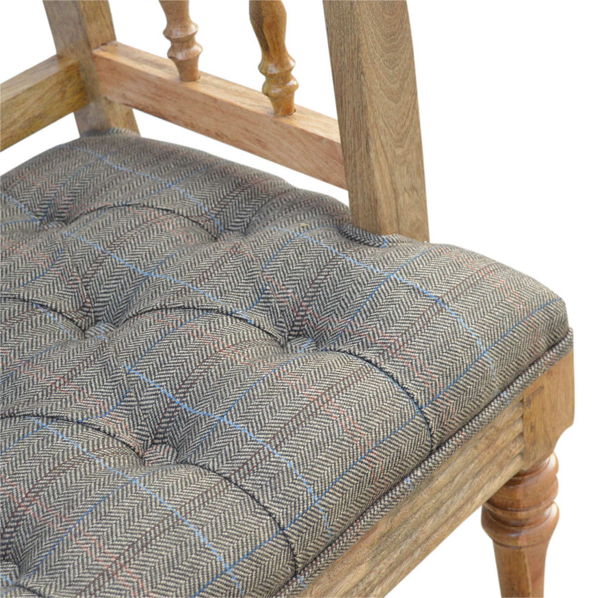 Multi Tweed Deep Button Bench | Oak-Ish