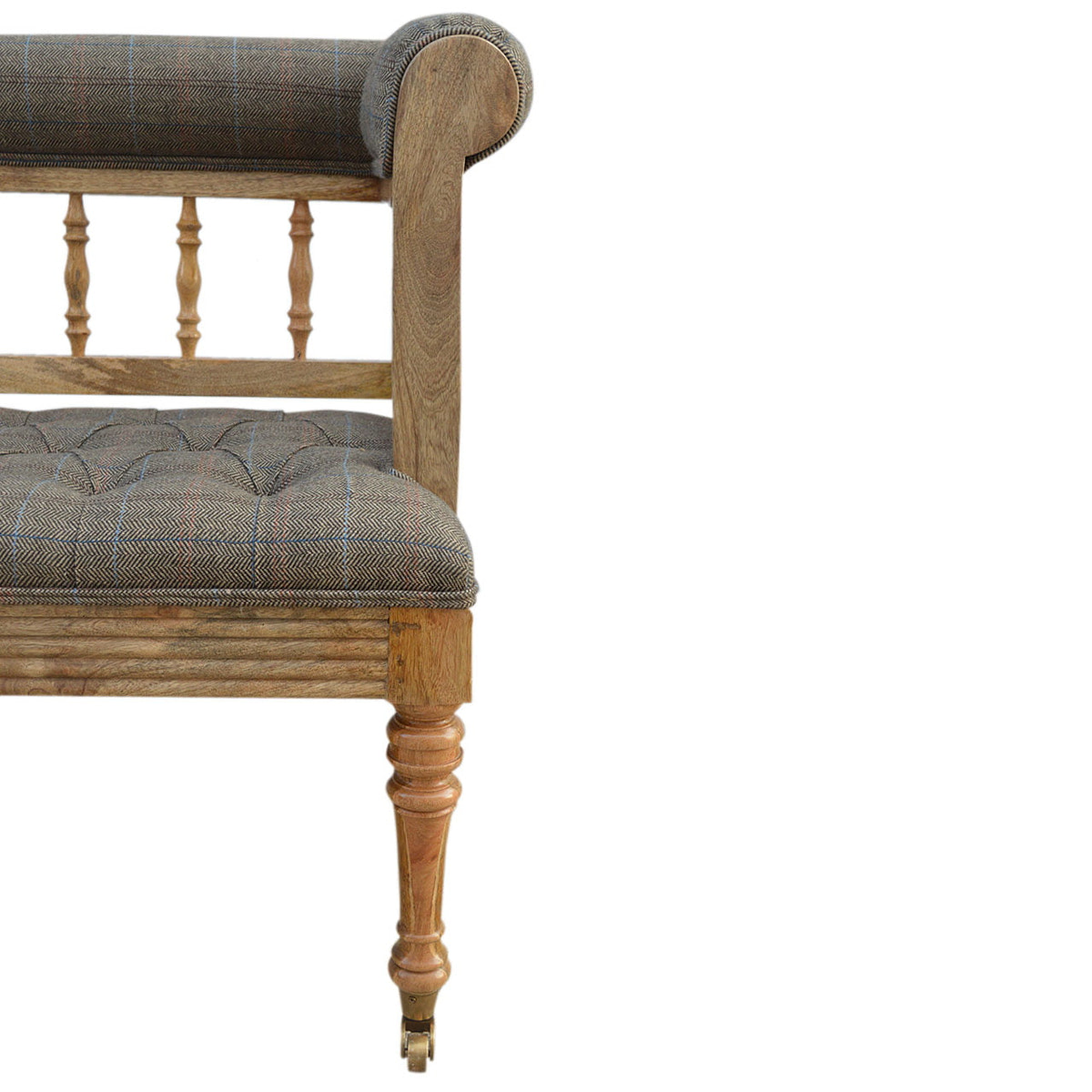 Multi Tweed Deep Button Bench | Oak-Ish
