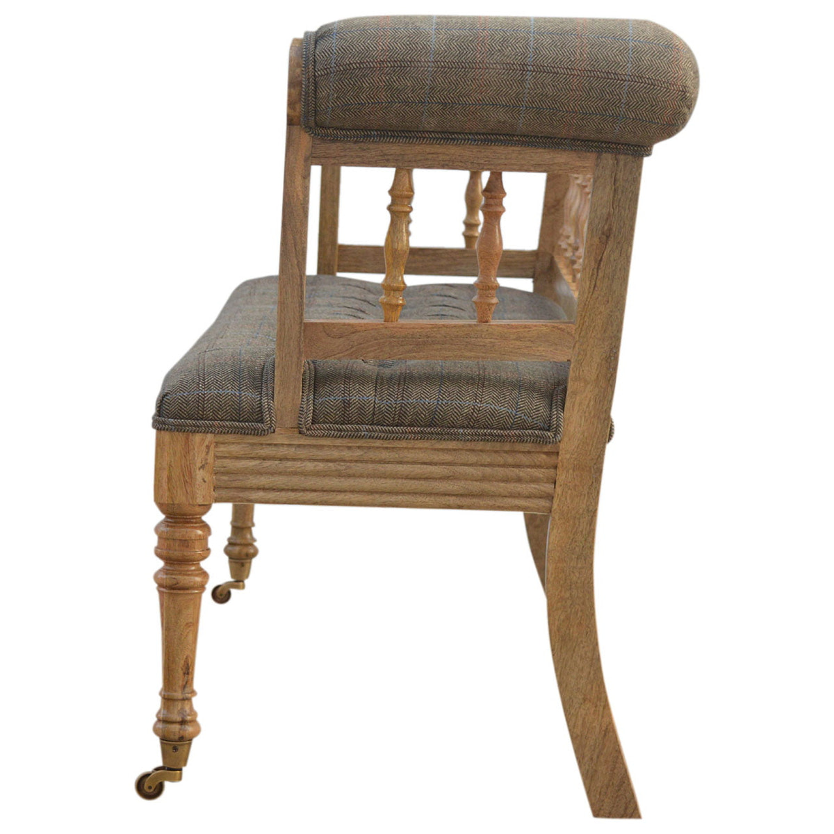 Multi Tweed Deep Button Bench | Oak-Ish