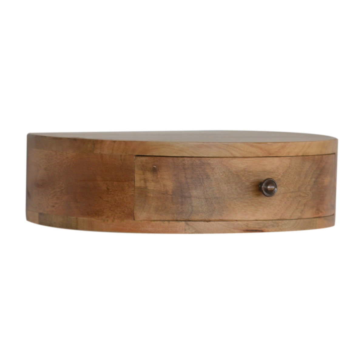 Wall Mounted Rounded Bedside Table | Oak-Ish Solid Mango Wood Wall-Mounted