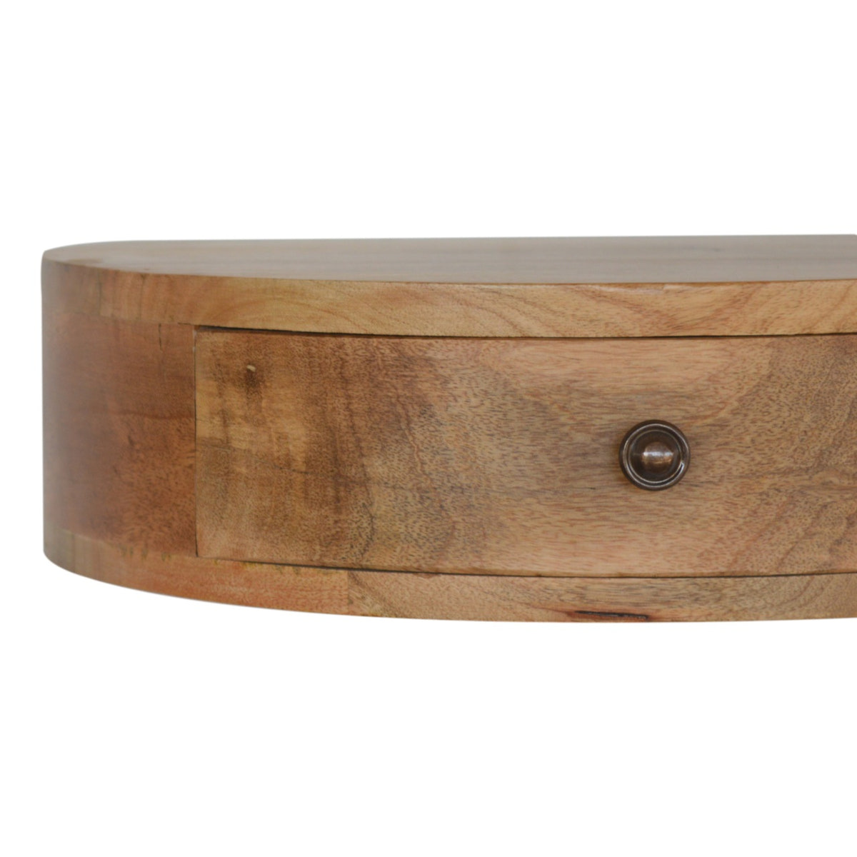 Wall Mounted Rounded Bedside Table | Oak-Ish Solid Mango Wood Wall-Mounted