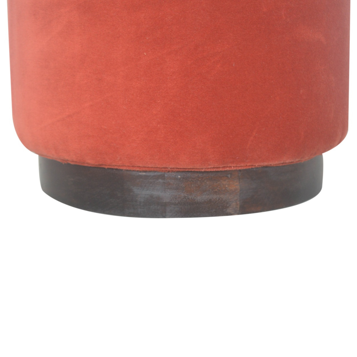 Brick Red Footstool with Gold Base | Velvet