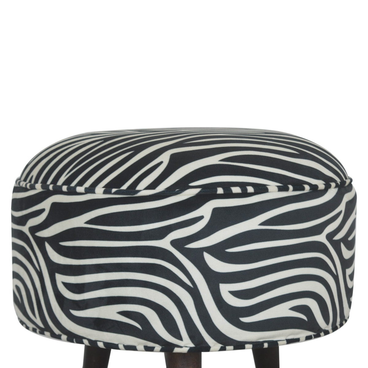 Zebra Nordic Style Footstool | Cotton Velvet
