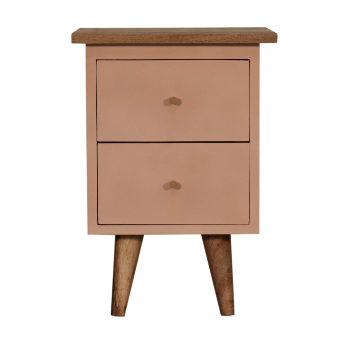 Blush Pink Hand Painted Bedside Table | Hand-Painted Solid Mango Wood