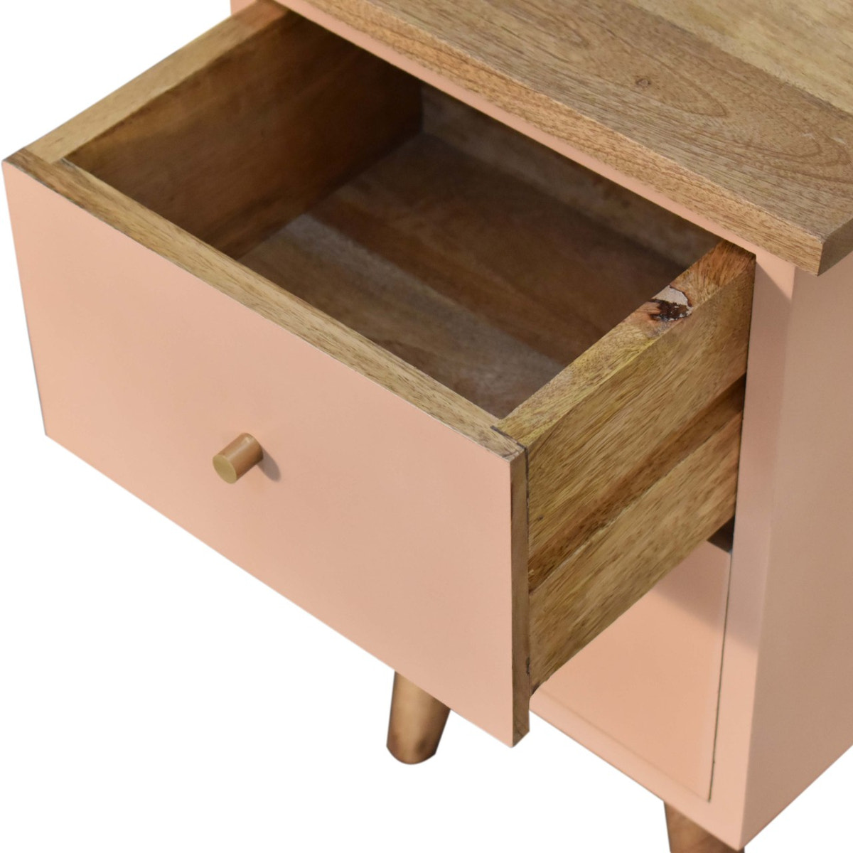 Blush Pink Hand Painted Bedside Table | Hand-Painted Solid Mango Wood
