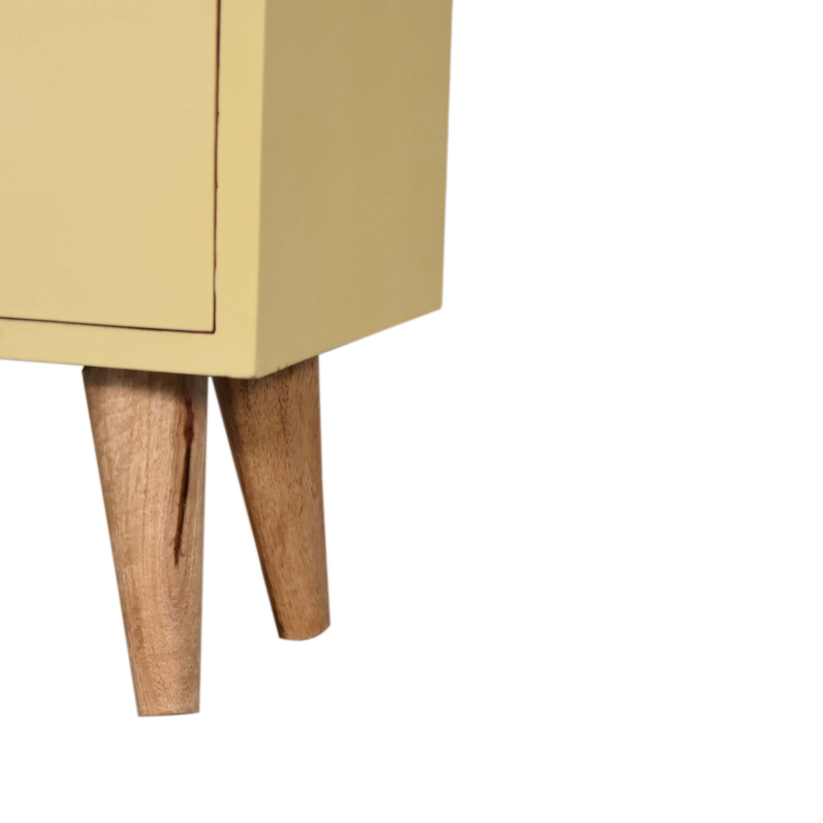 Yellow Hand Painted Bedside Table | Hand-Painted Mango Wood