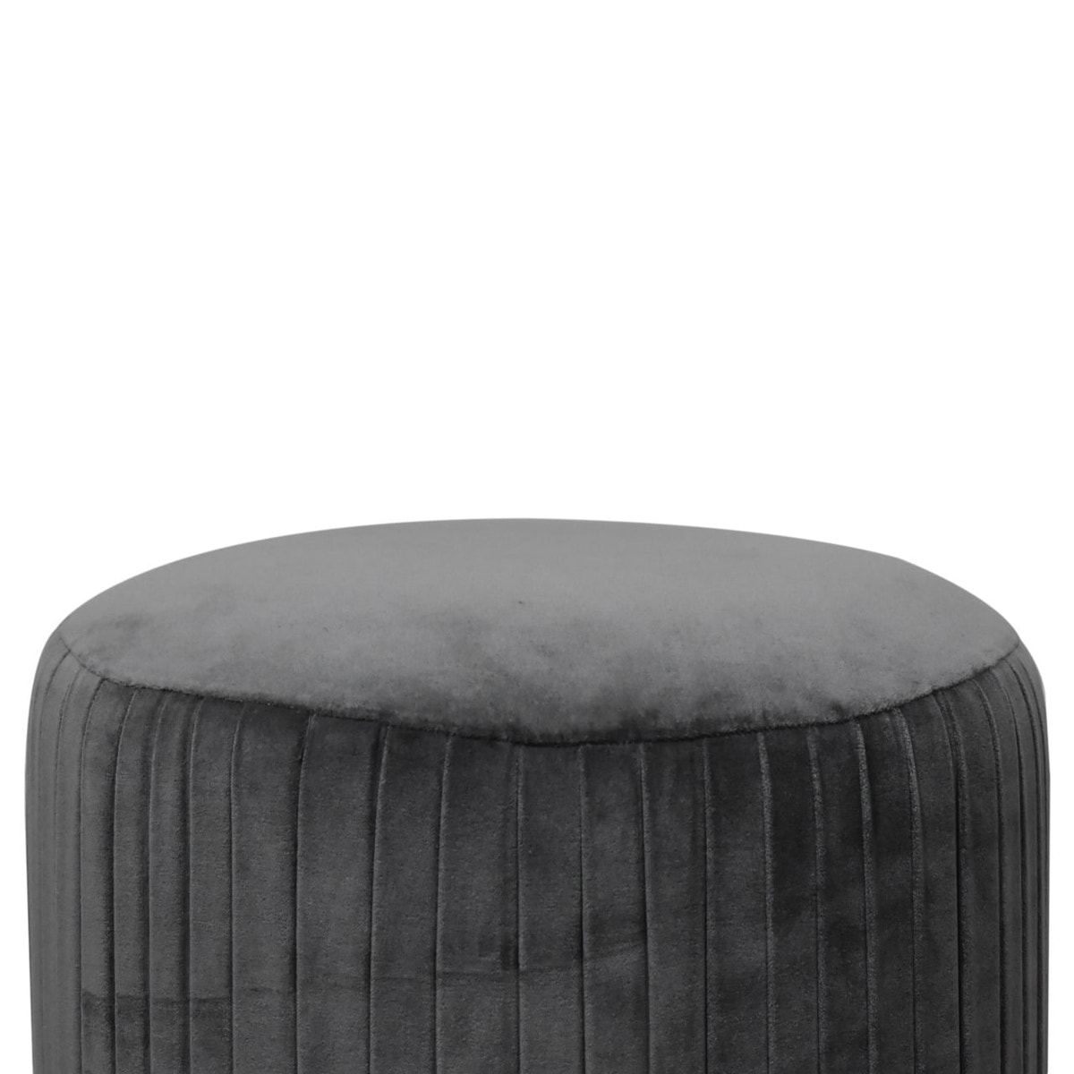 Grey Velvet Pleated Footstool | Cotton Velvet