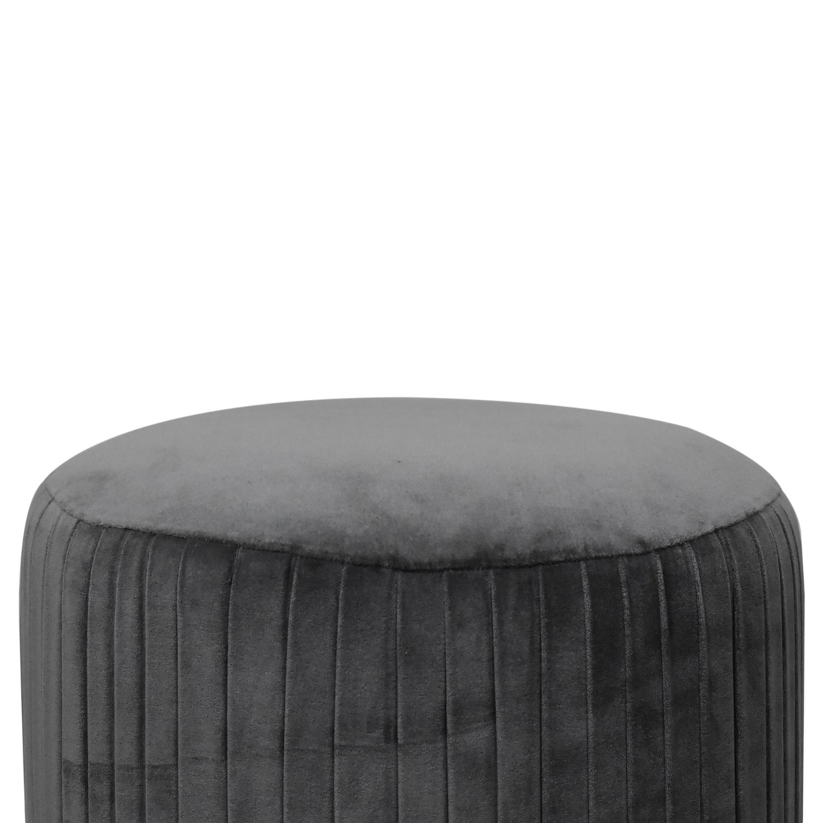 Grey Velvet Pleated Footstool | Cotton Velvet