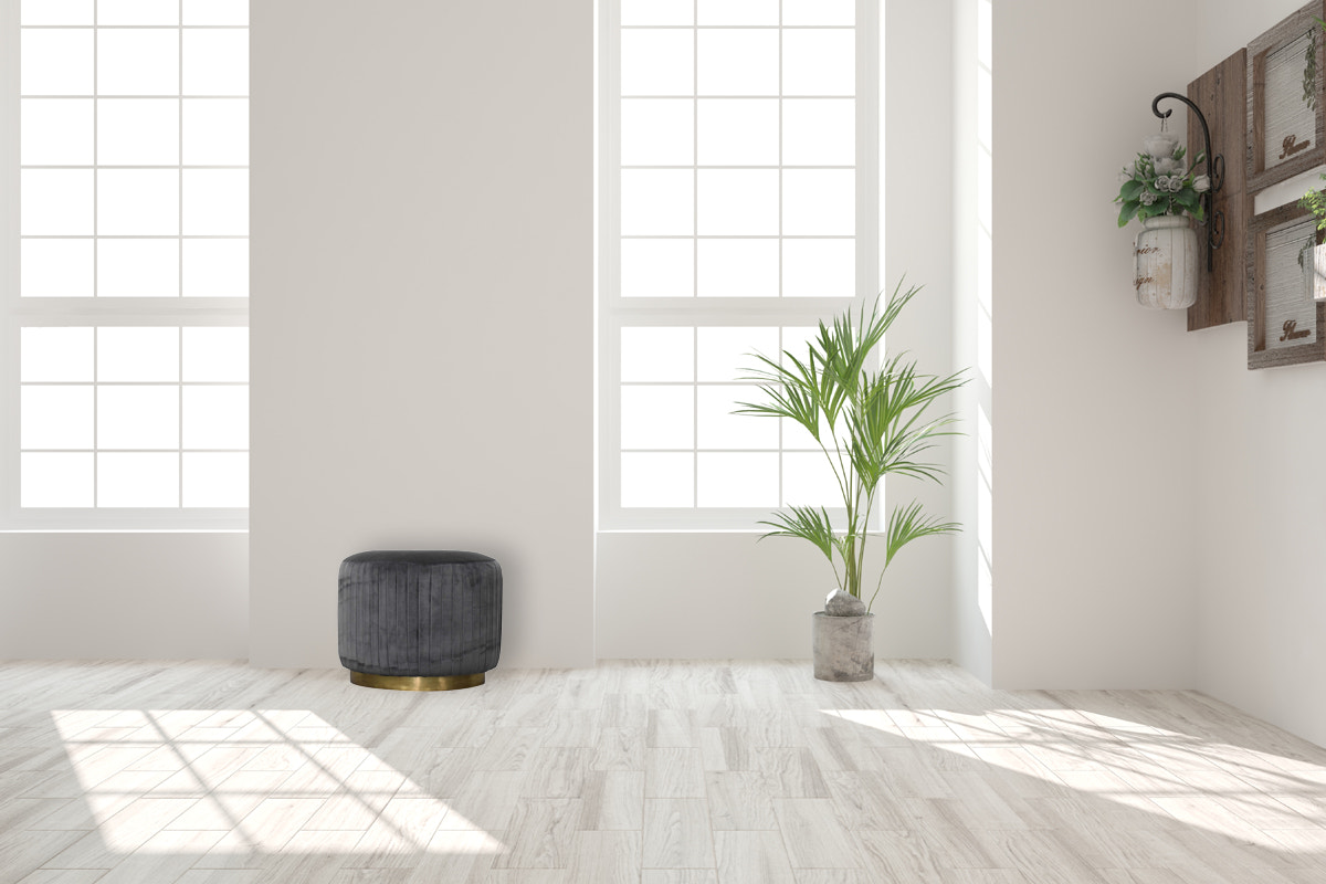 Grey Velvet Pleated Footstool | Cotton Velvet