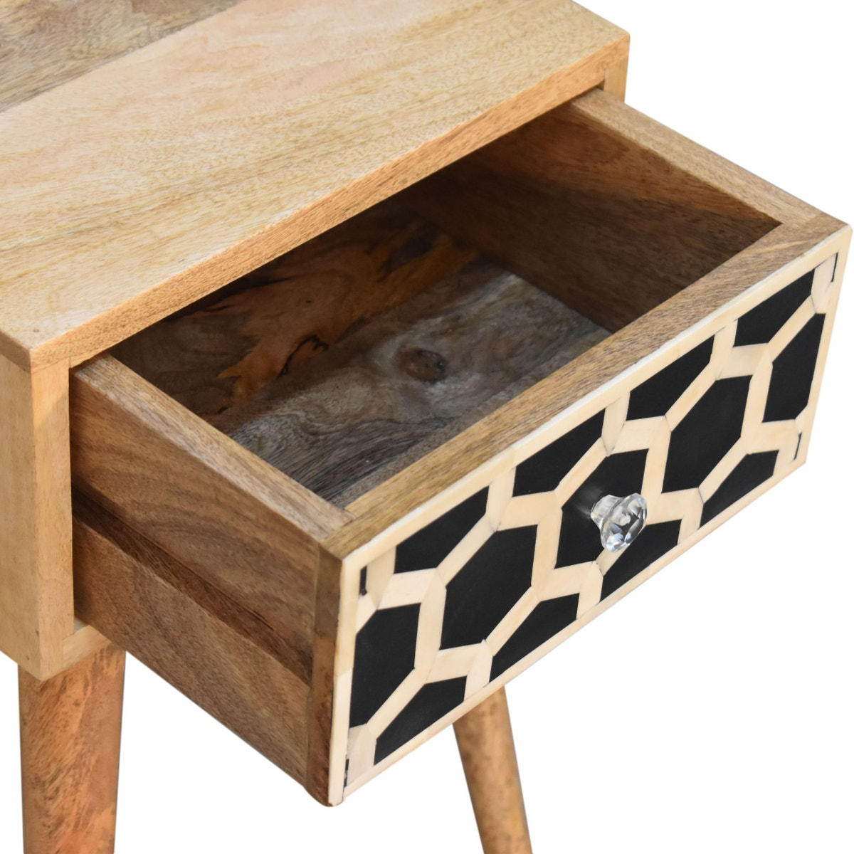 Mini Bone Inlay Bedside Table | Oak-Ish Solid Mango Wood