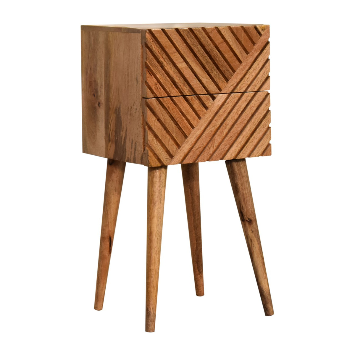 Mini Lillie Bedside Table | Oak Solid Mango Wood Hand-Carved