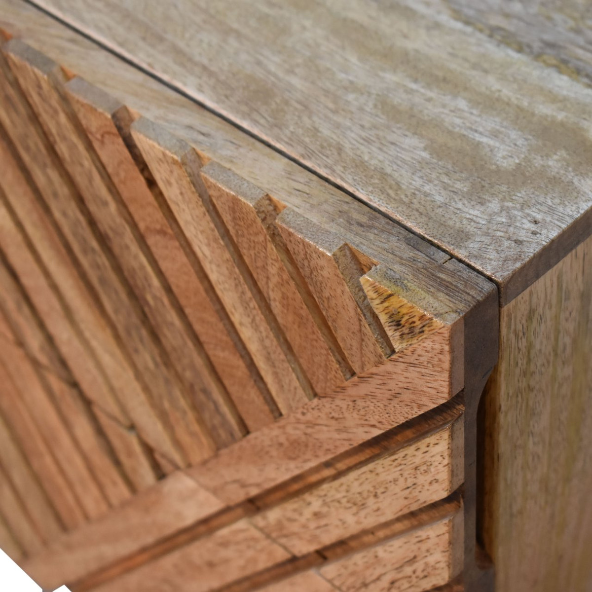 Mini Lillie Bedside Table | Oak Solid Mango Wood Hand-Carved