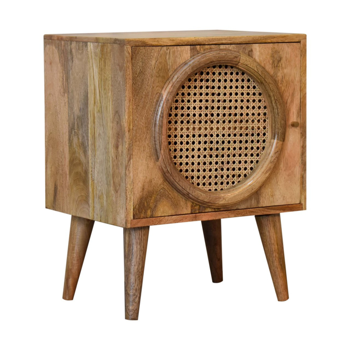 Larissa Door Bedside Table | Oak Rattan