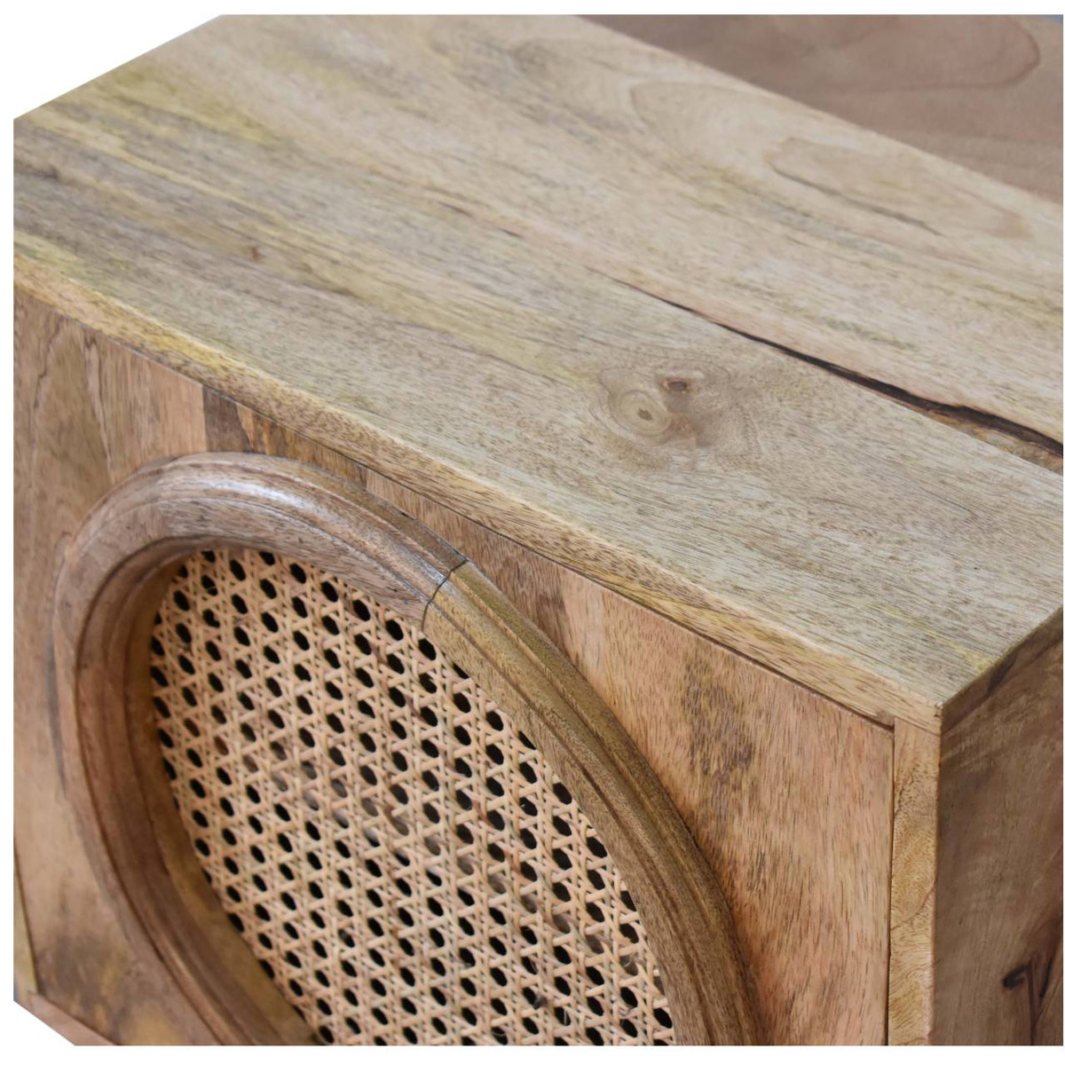 Larissa Door Bedside Table | Oak Rattan