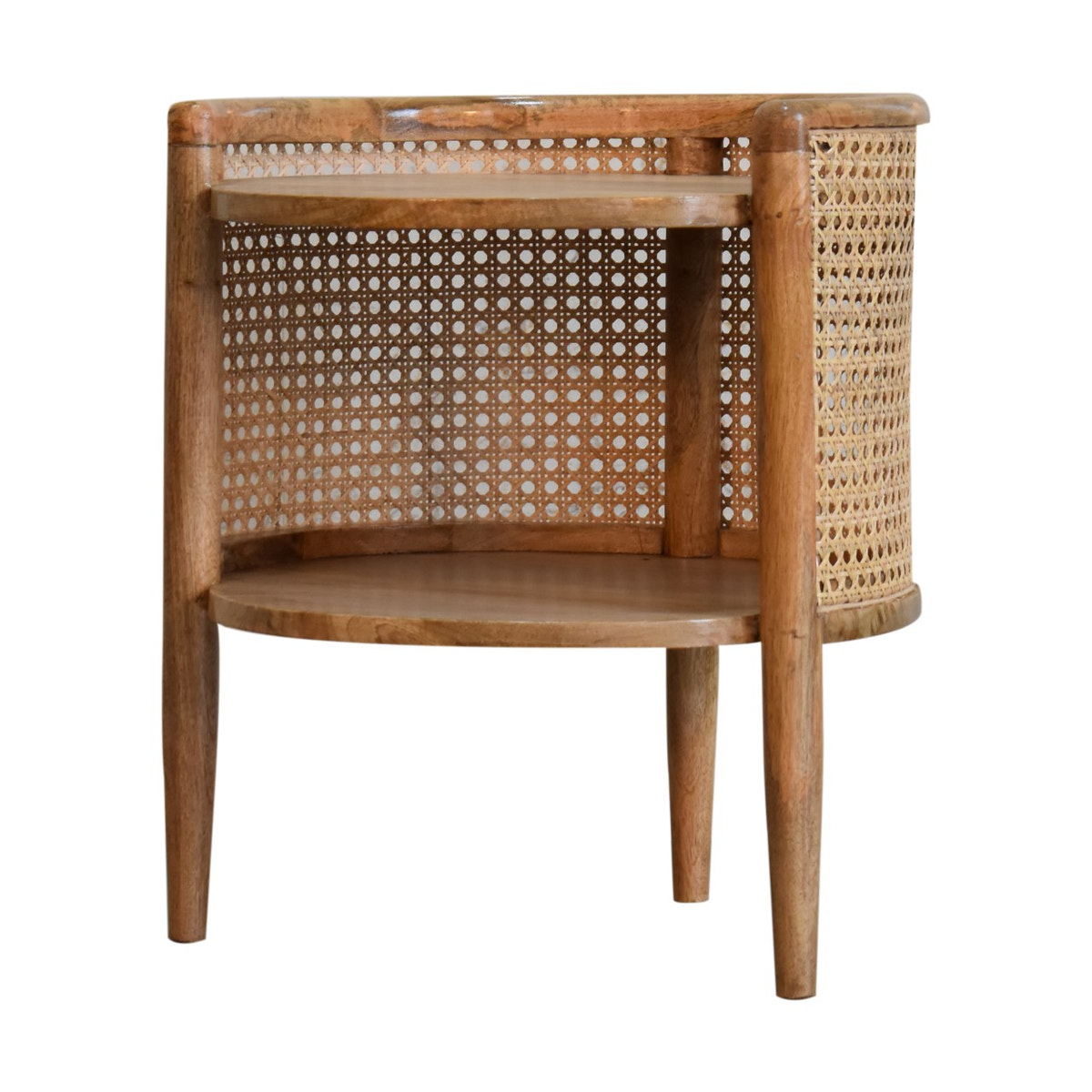 Larissa Round Bedside Table | Oak Solid Mango Wood